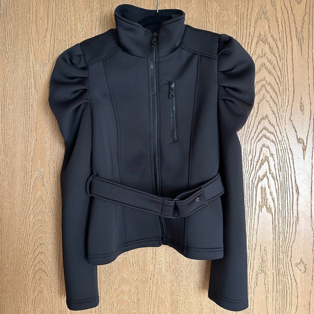 Turtleneck Puff Sleeve Zara Jacket with Belt